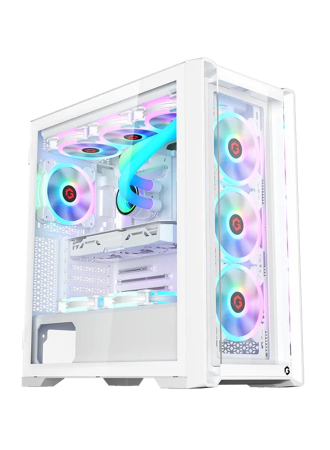 GameOn Vortex Arctic Series Mid Tower Gaming Case - ARGB+Remote, 4 Fans Case White  - Image 4