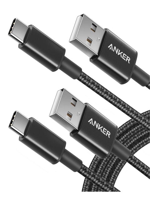USB C Cable, [2-Pack, 6ft] USB A to USB C Charger Cable, Premium Nylon USB A to Type C Charger Cable Fast Charging for iPhone 16/15, Samsung S25/S24/S23, Huawei, Xiaomi, Vivo, Oppo (USB 2.0) Black