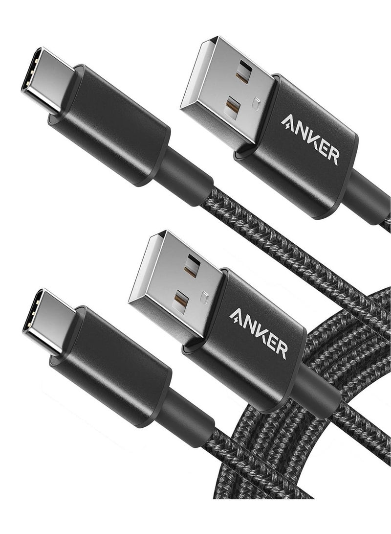 آنكر كابل [عبوة من قطعتين بطول 6 أقدام]، كابل USB إلى USB C، سلك شاحن USB A إلى Type C لهاتف Samsung Galaxy S10 / S10+ / Note 9، LG V30 والمزيد (USB 2.0، أسود)  - Image 1