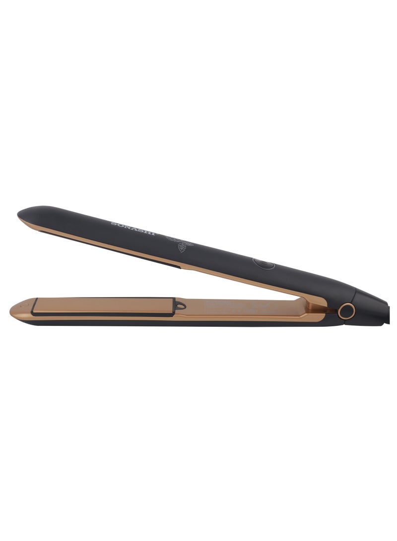 SONASHI Hair Straightener  Ceramic Coated Plates Max Temperature Upto 200 PTC Heating 360 Swivel Cord Fast Heat Up And Long Lasting Lock Function  SHS-2067N Black/Gold  - Image 2