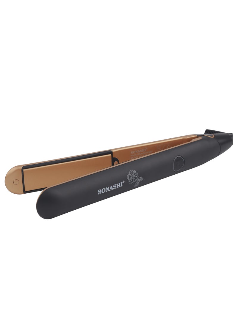 SONASHI Hair Straightener  Ceramic Coated Plates Max Temperature Upto 200 PTC Heating 360 Swivel Cord Fast Heat Up And Long Lasting Lock Function  SHS-2067N Black/Gold  - Image 3