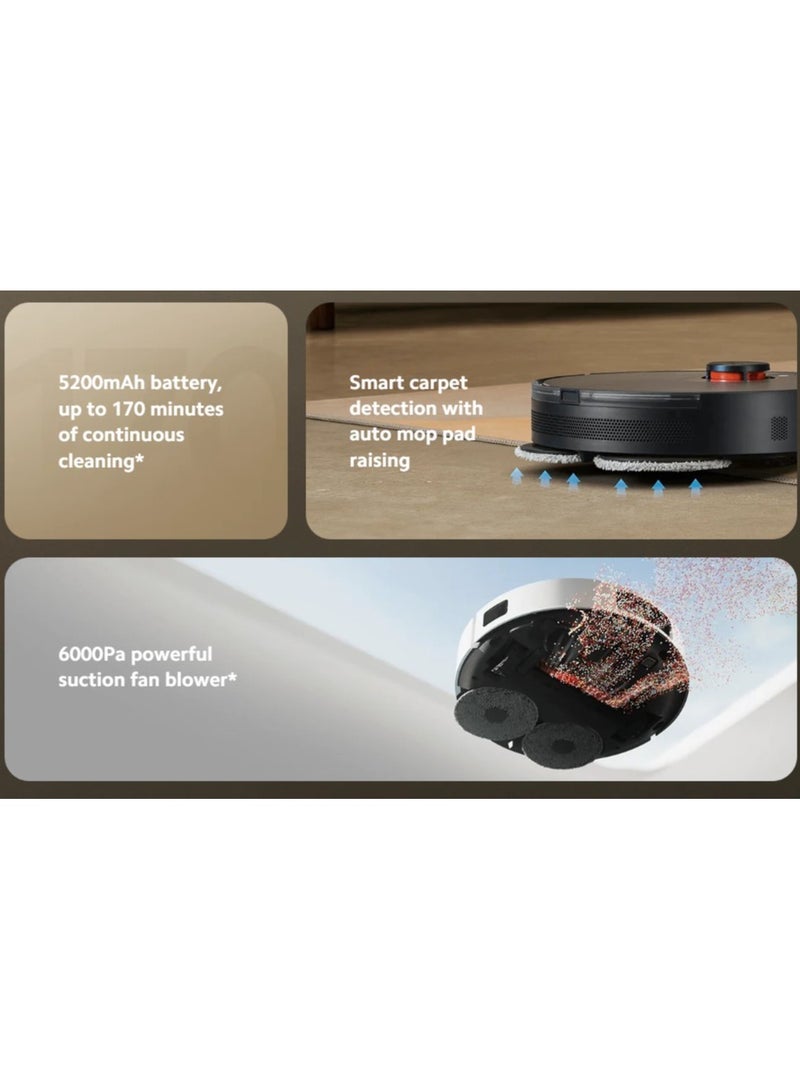 Xiaomi - Robot Vacuum S20+ | 5200mAh battery | 6000Pa suction fan | Voice Control | Supports Mi Home/Alexa/Google App | 55 W B108GL Black - Image 1