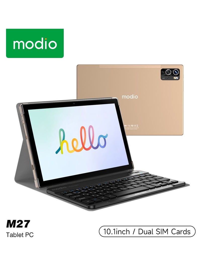 modio - M27 Smart Android Tablet 10.1-Inch Display Dual SIM Gold 8GB RAM 512GB 5G Wi-Fi - Zoom Supported With Wireless Headset and Keyboard - Image 1