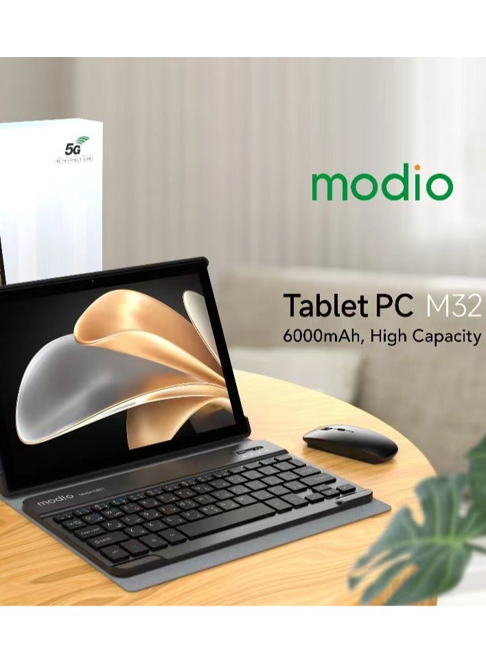 M32 Android Tablet 10.1-Inch Display Dual SIM Black 8GB RAM 512GB 5G Wi-Fi - Zoom Supported With Wireless Headset & Mouse and Keyboard