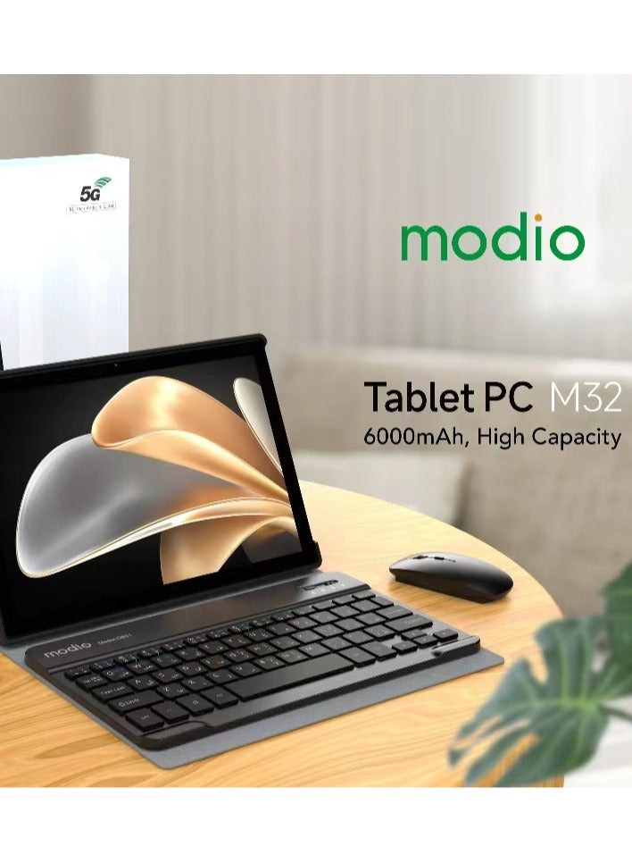 M32 Android Tablet 10.1-Inch Display Dual SIM Blue 8GB RAM 512GB 5G Wi-Fi - Zoom Supported With Wireless Headset & Mouse and Keyboard