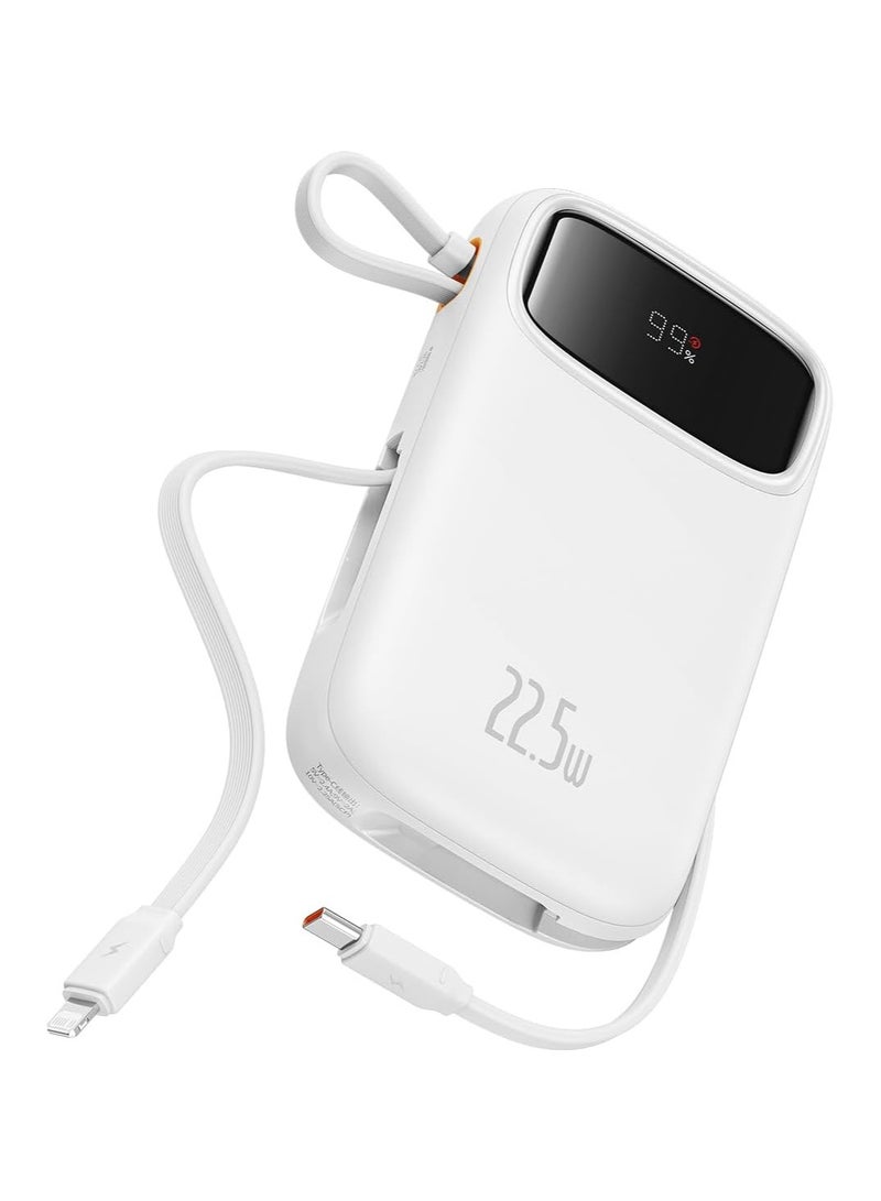 Baseus 20000 mAh Qpow2 Dual-Cable Digital Display Fast Charge Power Bank 22.5W With: Simple Charging Cable Type-C 3A 0.3m) white  - Image 1
