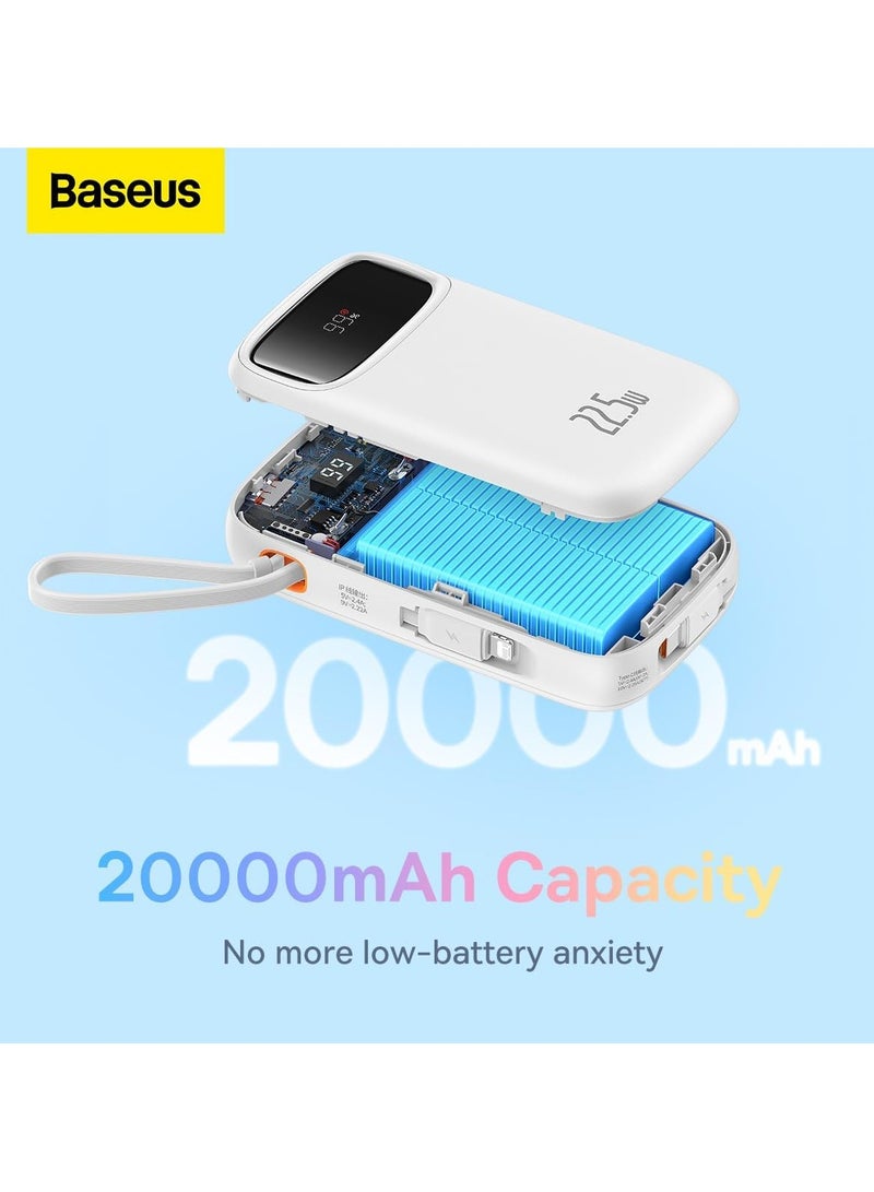 Baseus 20000 mAh Qpow2 Dual-Cable Digital Display Fast Charge Power Bank 22.5W With: Simple Charging Cable Type-C 3A 0.3m) white  - Image 4