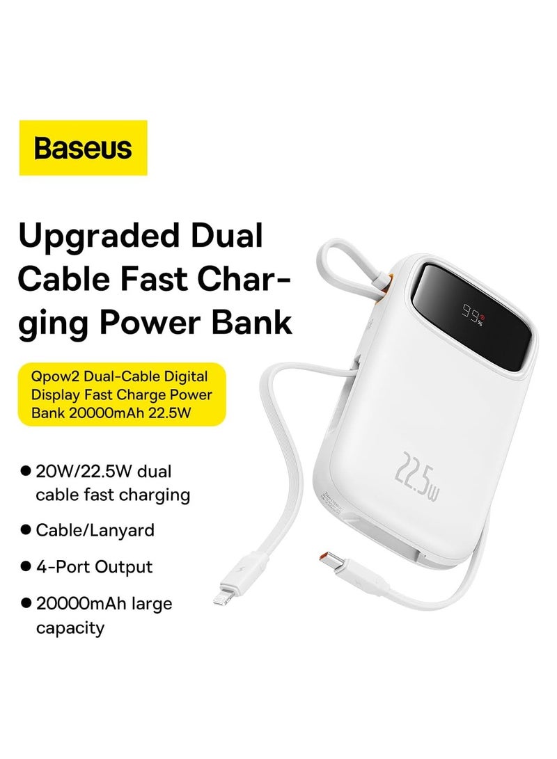 Baseus 20000 mAh Qpow2 Dual-Cable Digital Display Fast Charge Power Bank 22.5W With: Simple Charging Cable Type-C 3A 0.3m) white  - Image 5