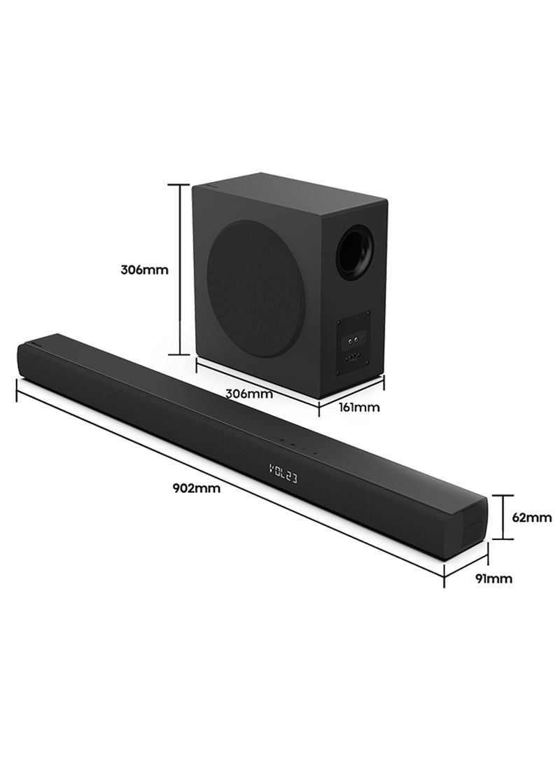 Hisense - 3.1 Channel Soundbar With 6.5-inch Wireless Subwoofer,Ezplay,Tv Mode, 3 Full-Range Speakers, 2 Tweeters, 480W Max Audio Power, 5.3 Wireless Bluetooth, Powered By DTS Virtual:X HS3100 Black - Image 1