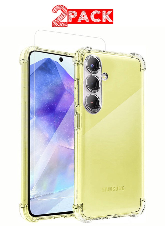 MARGOUN (for Samsung Galaxy A55 5G) 2 Pack Clear Case and Screen Protector Ultra Slim Thin Flexible Scratch Resistant Transparent TPU Shockproof Case Clear  - Image 1