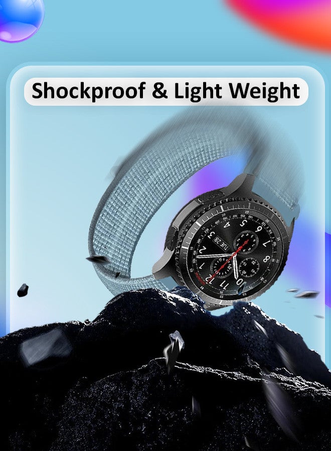 MARGOUN 22mm Nylon Strap,Compatible with Huawei GT/Huawei GT2 (46mm) /Huawei GT2 Pro/Samsung Galaxy Watch (46mm) and Galaxy Watch 3 (45mm) Sport Wristband Strap Light Blue - Image 3