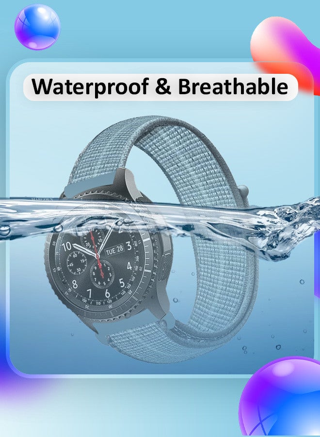 MARGOUN 22mm Nylon Strap,Compatible with Huawei GT/Huawei GT2 (46mm) /Huawei GT2 Pro/Samsung Galaxy Watch (46mm) and Galaxy Watch 3 (45mm) Sport Wristband Strap Light Blue - Image 2