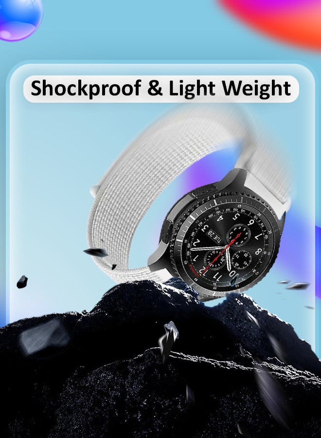 MARGOUN 22mm Nylon Strap,Compatible with Huawei GT/Huawei GT2 (46mm) /Huawei GT2 Pro/Samsung Galaxy Watch (46mm) and Galaxy Watch 3 (45mm) Sport Wristband Strap Dusty White - Image 2