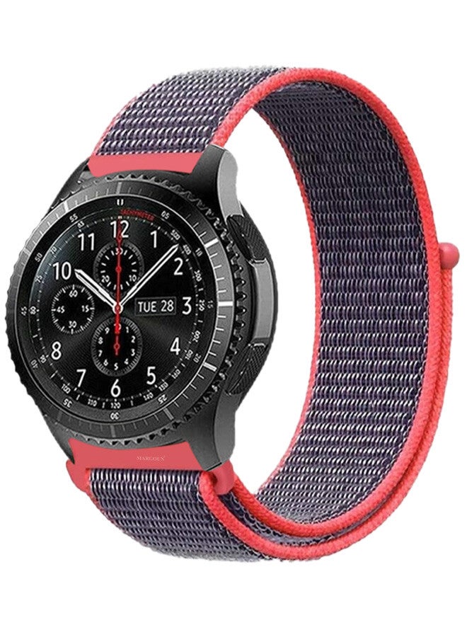 MARGOUN 22mm Nylon Strap,Compatible with Huawei GT/Huawei GT2 (46mm) /Huawei GT2 Pro/Samsung Galaxy Watch (46mm) and Galaxy Watch 3 (45mm) Sport Wristband Strap Dark Purple/Orange - Image 1