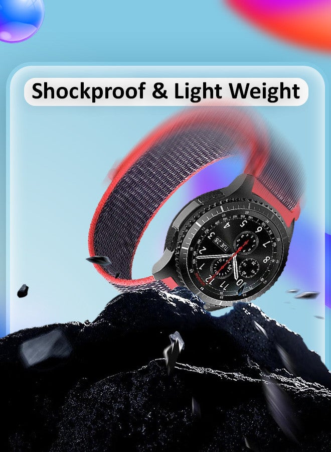 MARGOUN 22mm Nylon Strap,Compatible with Huawei GT/Huawei GT2 (46mm) /Huawei GT2 Pro/Samsung Galaxy Watch (46mm) and Galaxy Watch 3 (45mm) Sport Wristband Strap Dark Purple/Orange - Image 3