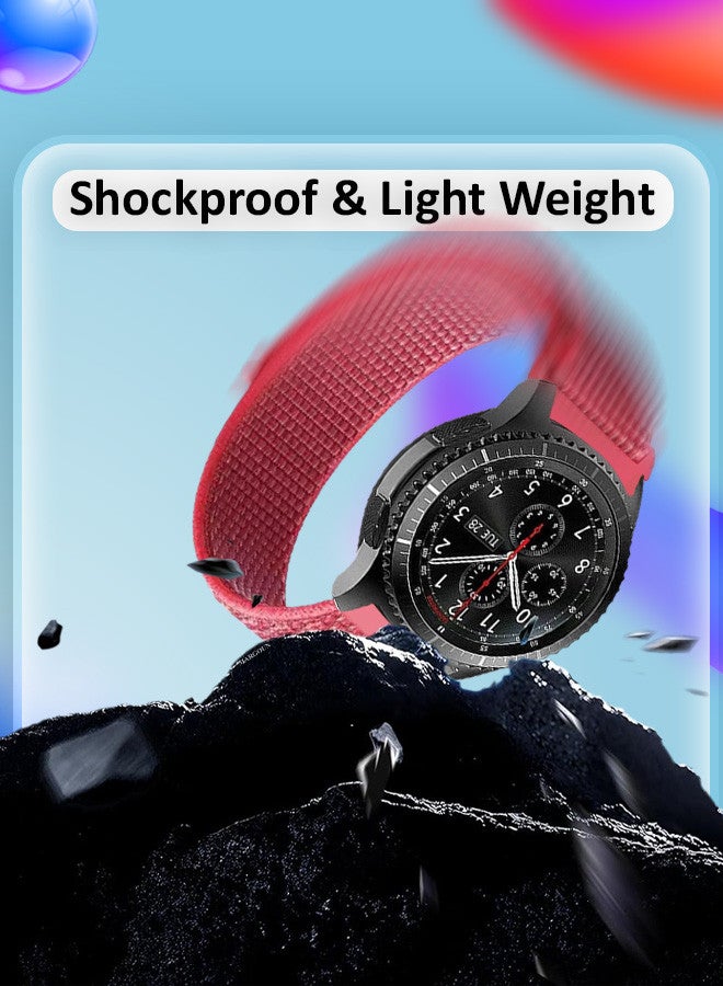 MARGOUN 22mm Nylon Strap,Compatible with Huawei GT/Huawei GT2 (46mm) /Huawei GT2 Pro/Samsung Galaxy Watch (46mm) and Galaxy Watch 3 (45mm) Sport Wristband Strap Strap Red  - Image 3