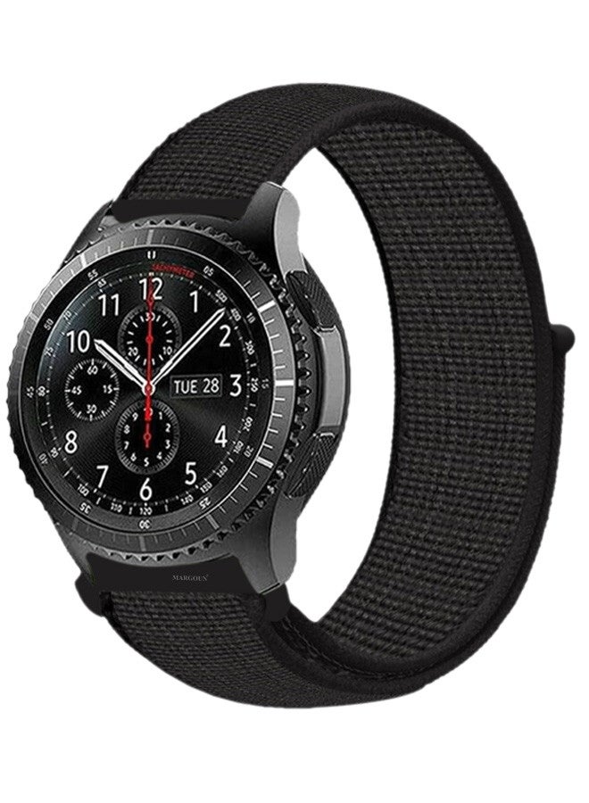 MARGOUN 22mm Nylon Strap,Compatible with Huawei GT/Huawei GT2 (46mm) /Huawei GT2 Pro/Samsung Galaxy Watch (46mm) and Galaxy Watch 3 (45mm) Sport Wristband Strap Black - Image 1
