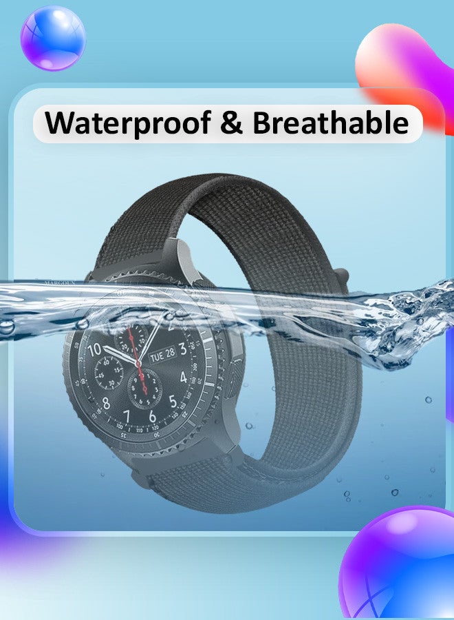 MARGOUN 22mm Nylon Strap,Compatible with Huawei GT/Huawei GT2 (46mm) /Huawei GT2 Pro/Samsung Galaxy Watch (46mm) and Galaxy Watch 3 (45mm) Sport Wristband Strap Coal  - Image 2