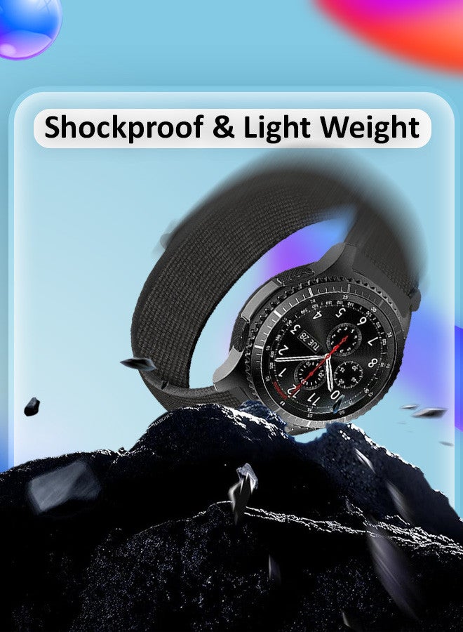 MARGOUN 22mm Nylon Strap,Compatible with Huawei GT/Huawei GT2 (46mm) /Huawei GT2 Pro/Samsung Galaxy Watch (46mm) and Galaxy Watch 3 (45mm) Sport Wristband Strap Coal  - Image 3