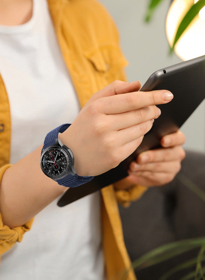 MARGOUN 22mm Nylon Strap,Compatible with Huawei GT/Huawei GT2 (46mm) /Huawei GT2 Pro/Samsung Galaxy Watch (46mm) and Galaxy Watch 3 (45mm) Sport Wristband Strap Dark Blue  - Image 4