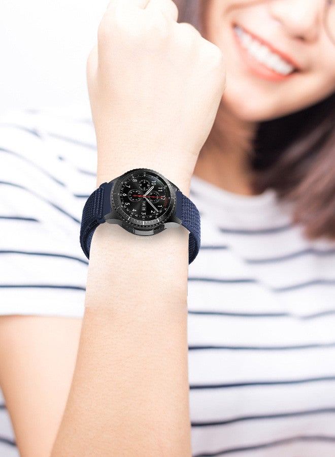 MARGOUN 22mm Nylon Strap,Compatible with Huawei GT/Huawei GT2 (46mm) /Huawei GT2 Pro/Samsung Galaxy Watch (46mm) and Galaxy Watch 3 (45mm) Sport Wristband Strap Dark Blue  - Image 5