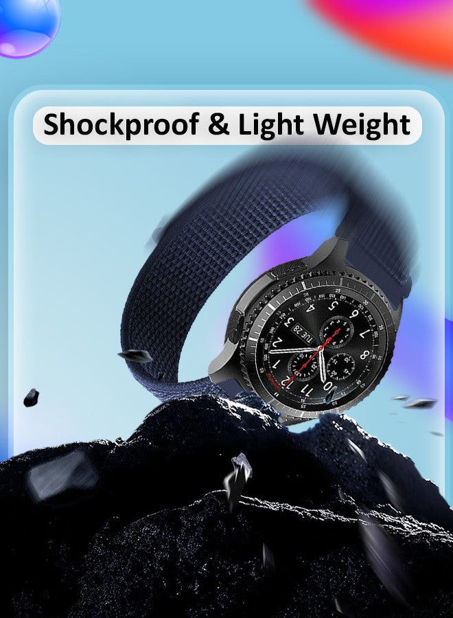 MARGOUN 22mm Nylon Strap,Compatible with Huawei GT/Huawei GT2 (46mm) /Huawei GT2 Pro/Samsung Galaxy Watch (46mm) and Galaxy Watch 3 (45mm) Sport Wristband Strap Dark Blue  - Image 3