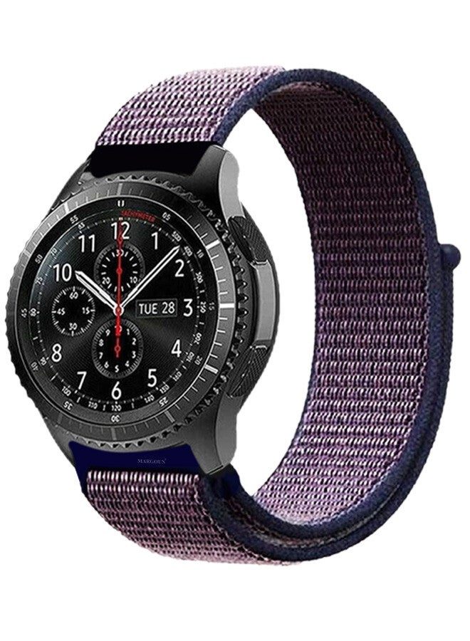 MARGOUN 22mm Nylon Strap,Compatible with Huawei GT/Huawei GT2 (46mm) /Huawei GT2 Pro/Samsung Galaxy Watch (46mm) and Galaxy Watch 3 (45mm) Sport Wristband Strap Dark Purple/Dark Blue  - Image 1