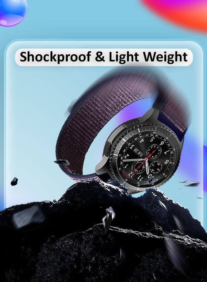 MARGOUN 22mm Nylon Strap,Compatible with Huawei GT/Huawei GT2 (46mm) /Huawei GT2 Pro/Samsung Galaxy Watch (46mm) and Galaxy Watch 3 (45mm) Sport Wristband Strap Dark Purple/Dark Blue  - Image 3