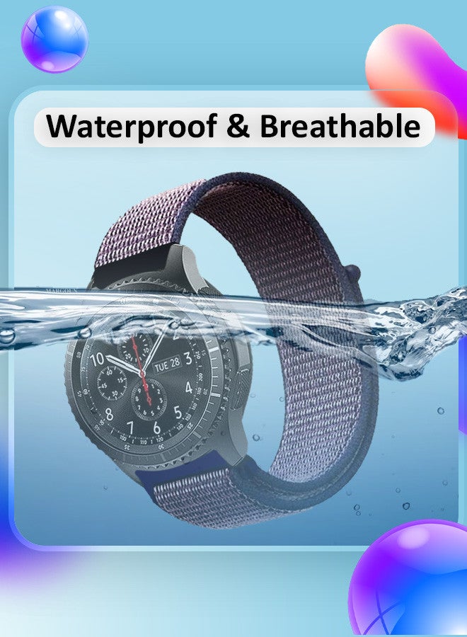 MARGOUN 22mm Nylon Strap,Compatible with Huawei GT/Huawei GT2 (46mm) /Huawei GT2 Pro/Samsung Galaxy Watch (46mm) and Galaxy Watch 3 (45mm) Sport Wristband Strap Dark Purple/Dark Blue  - Image 2