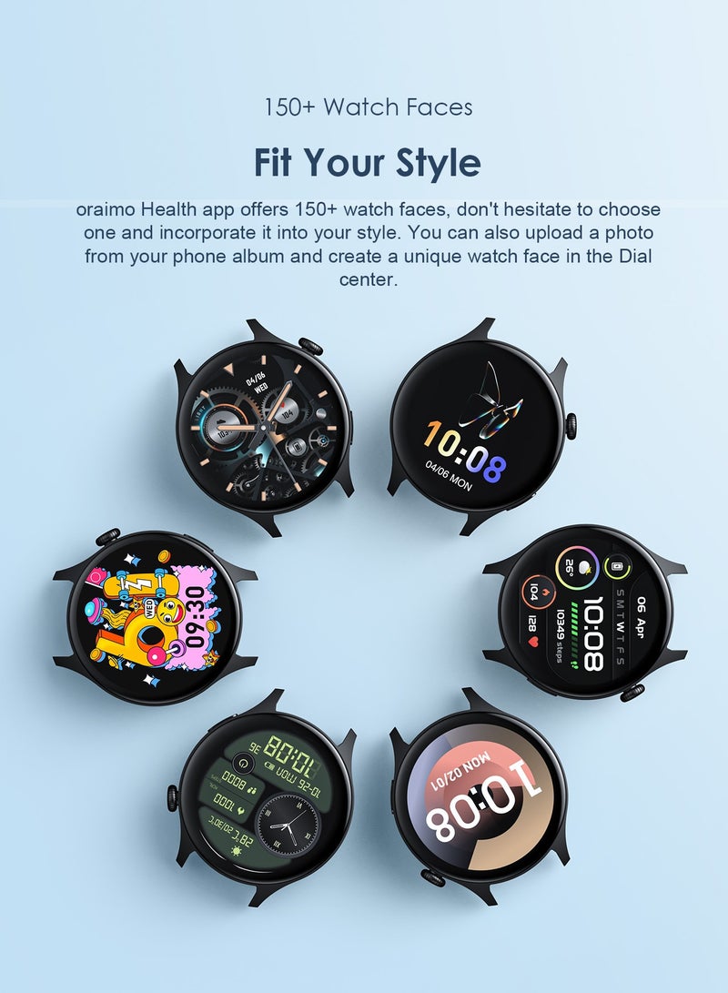 Oraimo - Watch ER 1.43" AMOLED Display Bluetooth Calling Smart Watch,600 NITS Brightness, Built-in Music Player,100+ Sports Modes &Health Monitor Black - Image 1
