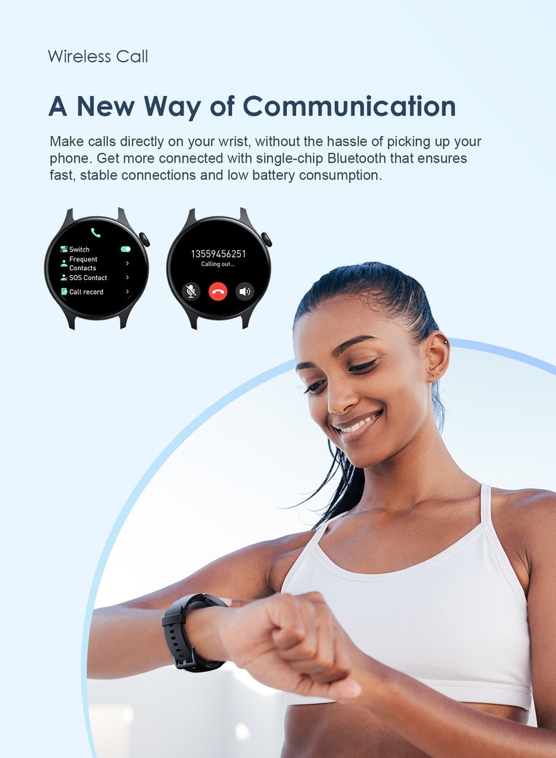 Oraimo - Watch ER 1.43" AMOLED Display Bluetooth Calling Smart Watch,600 NITS Brightness, Built-in Music Player,100+ Sports Modes &Health Monitor Black - Image 1