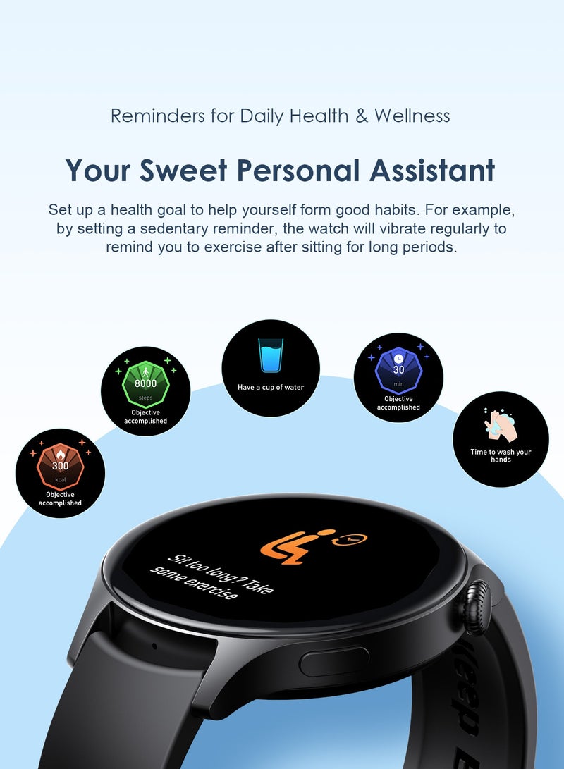 Oraimo - Watch ER 1.43" AMOLED Display Bluetooth Calling Smart Watch,600 NITS Brightness, Built-in Music Player,100+ Sports Modes &Health Monitor Black - Image 1