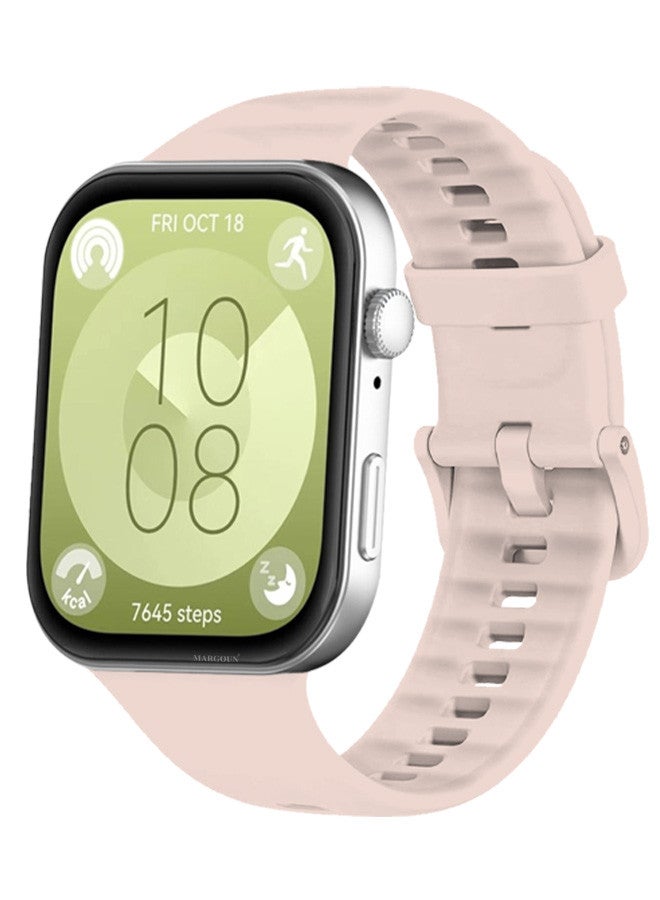 MARGOUN (for Watch Fit 3) Silicone Sport Band, Soft Adjustable Sport Breathable Replacement Watch Strap Loop Sand Pink - Image 1