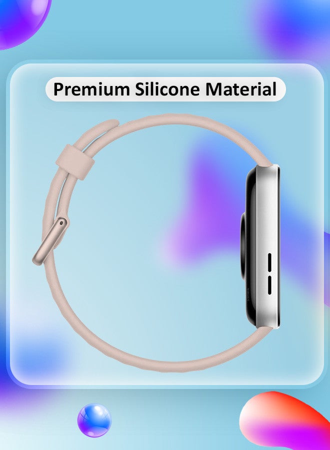 MARGOUN (for Watch Fit 3) Silicone Sport Band, Soft Adjustable Sport Breathable Replacement Watch Strap Loop Sand Pink - Image 4