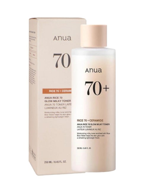 Rice 70 Glow Milky Toner for Glass Skin and Brightening, Fragrance-Free 250ml