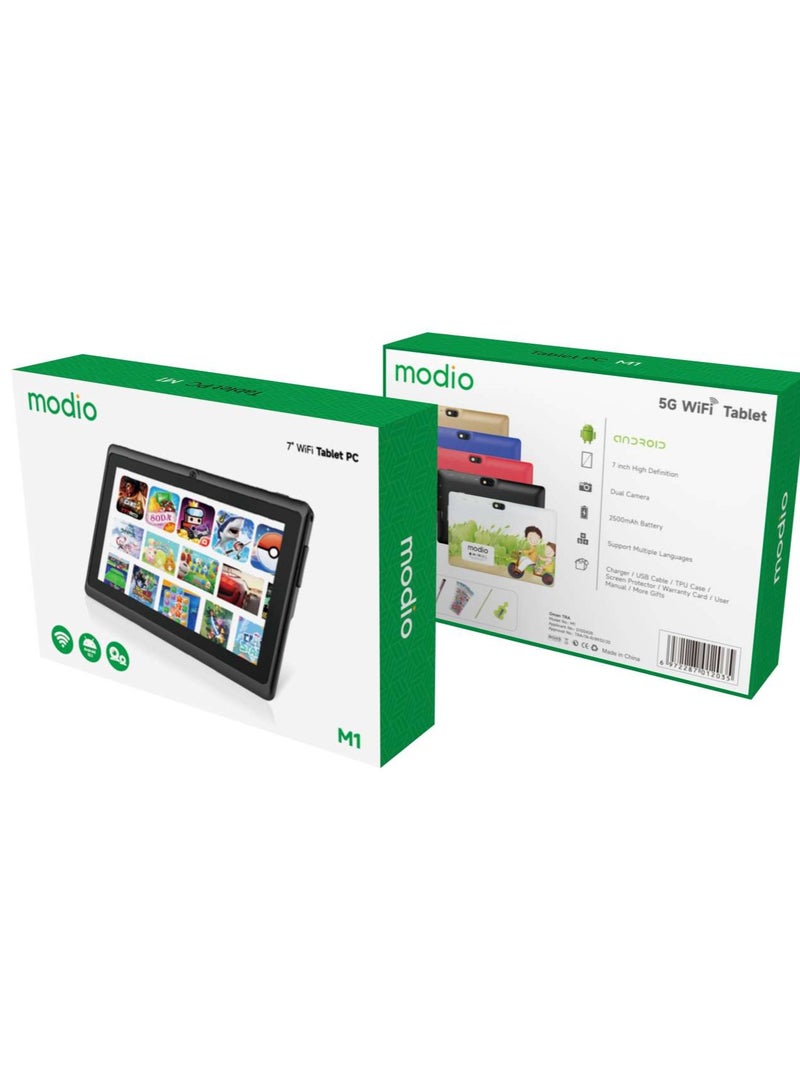 modio - M1 Android Tablet Pc 7-Inch Display Dual Camera 4GB RAM 64GB 5Ghz Wi-Fi - Color Printing Multicolor - Middle East Version - Image 1