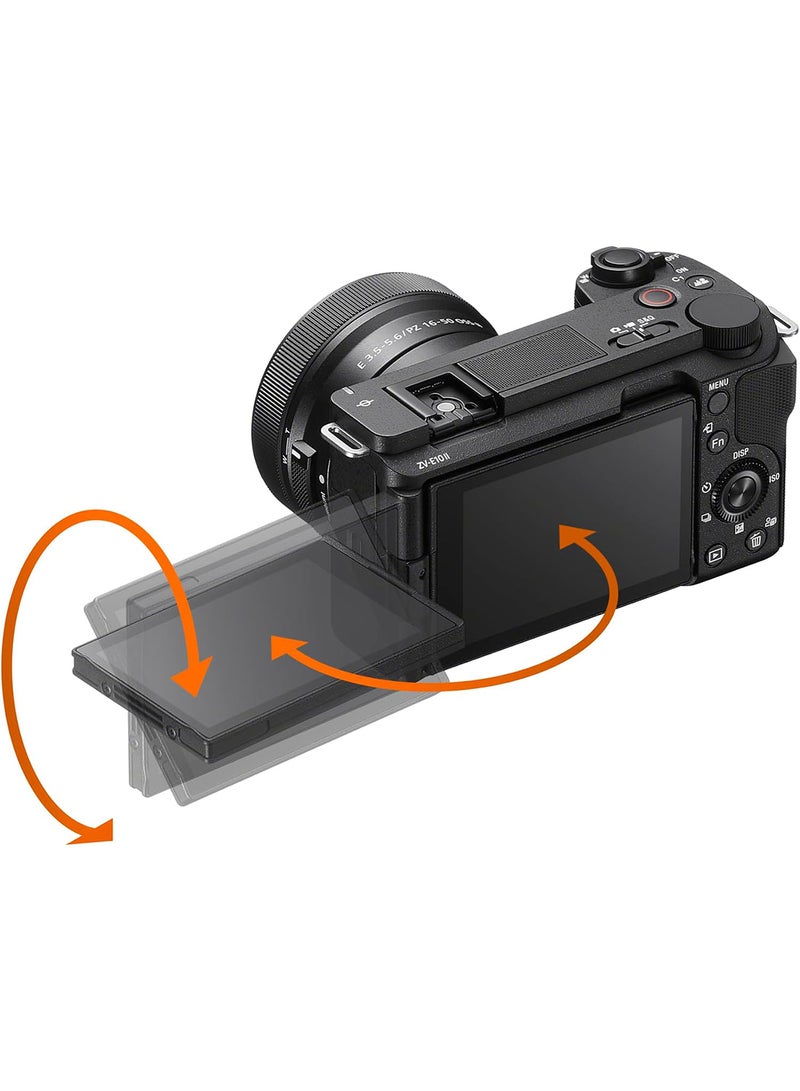 Sony Alpha ZV-E10 II Kit, Body + Lens, APS-C interchangeable-lens vlog camera, With 16-50 mm Lens, 26.0 MP, Exmor CMOS Sensor, Black, UAE Model - Image 3