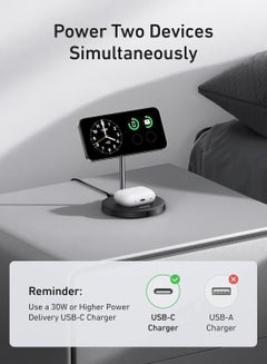 Anker Upgraded MagSafe Compatible Charger Stand, MagGo 2-in-1 Charging Station, Qi2 Certified 15W Wireless Charger Stand, for iPhone 16/15/14/13/12, AirPods Pro (No AC Adapter) Black Black  - Image 3