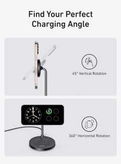 Anker Upgraded MagSafe Compatible Charger Stand, MagGo 2-in-1 Charging Station, Qi2 Certified 15W Wireless Charger Stand, for iPhone 16/15/14/13/12, AirPods Pro (No AC Adapter) Black Black  - Image 4