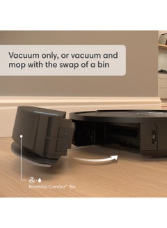 آي روبوت Roomba Combo j5+ Wifi Connected Robot Vacuum & Mop - Automatically Vacuums And Mops Without Needing To Avoid Carpets, Identifies & Avoids Obstacles, Smart Mapping, Alexa, Ideal For Pets 360 ml 700 W j557840 Black  - Image 4