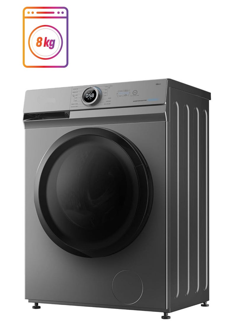 Midea - Automatic Washing Machine Front Load 8 KG 1400 RPM Inverter motor steam function 15 Washing programs MF100W80B/TT MF100W80B/TT Titanium Grey - Image 1