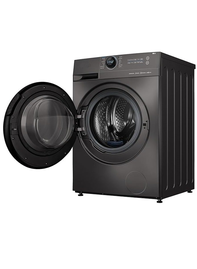 Midea - Front Load Automatic Washing Machine 9 KG 1400 RPM Inverter motor steam function 15 Washing programs Auto Clean Turbo Add Garment MF200W90B/TT MF200W90B/TT Titanium Grey - Image 1