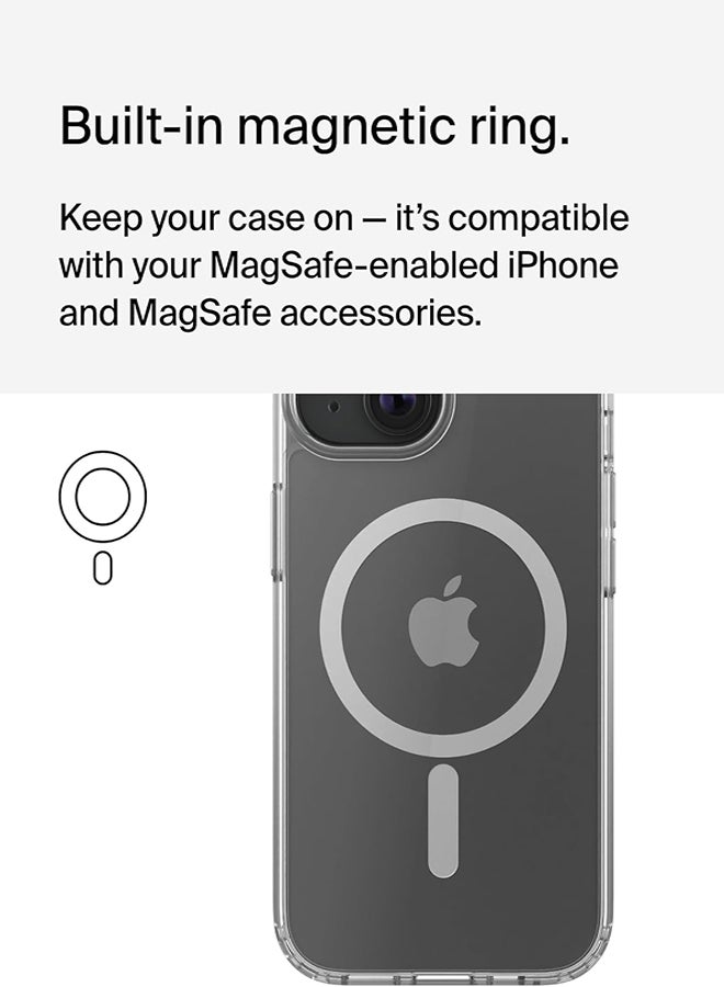 belkin - Magsafe Case for iPhone 15 Magsafe Clear Cover Magnetic Wireless Charging Support, Shockproof Protection, Scratch-Resistant Clear - Image 1