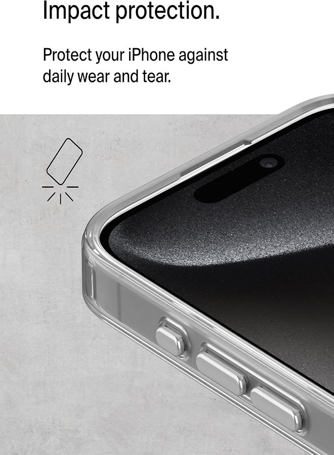 belkin - Magsafe Case for iPhone 15 Magsafe Clear Cover Magnetic Wireless Charging Support, Shockproof Protection, Scratch-Resistant Clear - Image 1