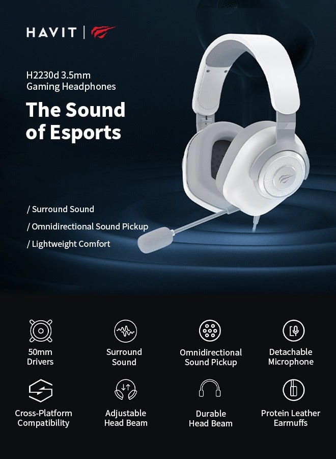 havit - Gaming Headsets with Detachable Microphone, Over-Ear Wired Computer Headset, 50mm Drivers, Hi-Fi Stereo Surround Sound - Image 1