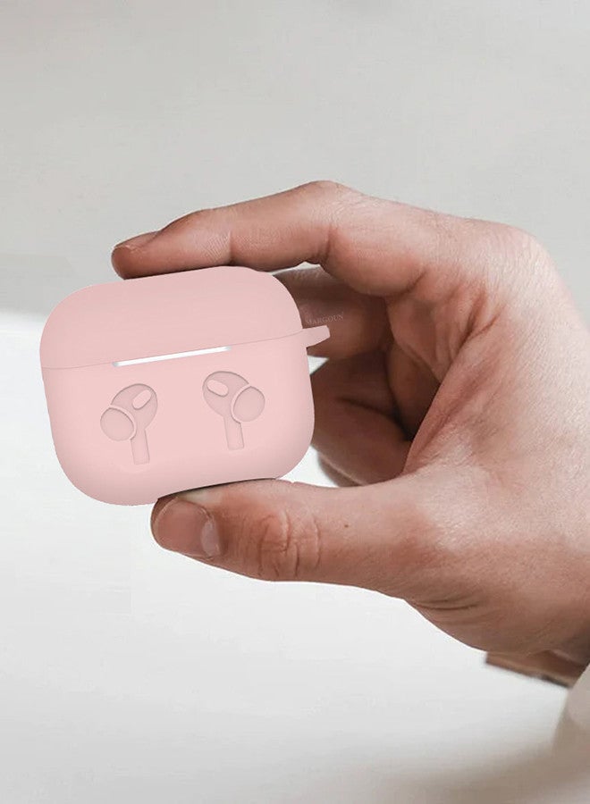 MARGOUN (For Airpods 3) Soft Silicone Skin Case Cover with Keychain for AirPods 3rd Generation Charging Case Cover,Ultrathin Thick Protective Case Pink  - Image 4