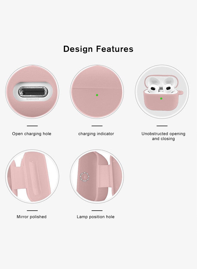 MARGOUN (For Airpods 3) Soft Silicone Skin Case Cover with Keychain for AirPods 3rd Generation Charging Case Cover,Ultrathin Thick Protective Case Pink  - Image 5