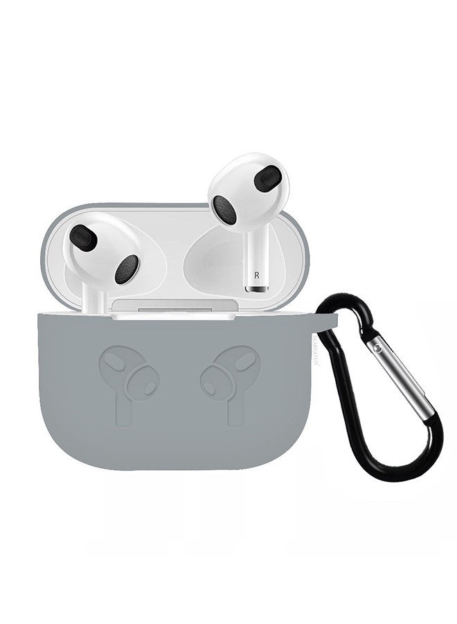MARGOUN (for Airpods 3) Soft Silicone Skin Case Cover with Keychain for AirPods 3rd Generation Charging Case Cover,Ultrathin Thick Protective Case Grey  - Image 3