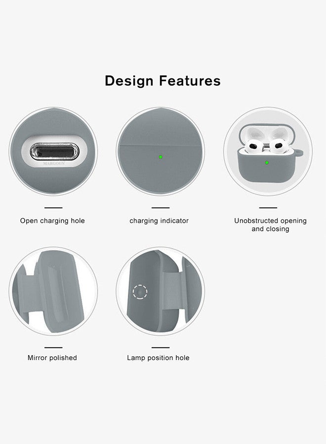 MARGOUN (for Airpods 3) Soft Silicone Skin Case Cover with Keychain for AirPods 3rd Generation Charging Case Cover,Ultrathin Thick Protective Case Grey  - Image 5