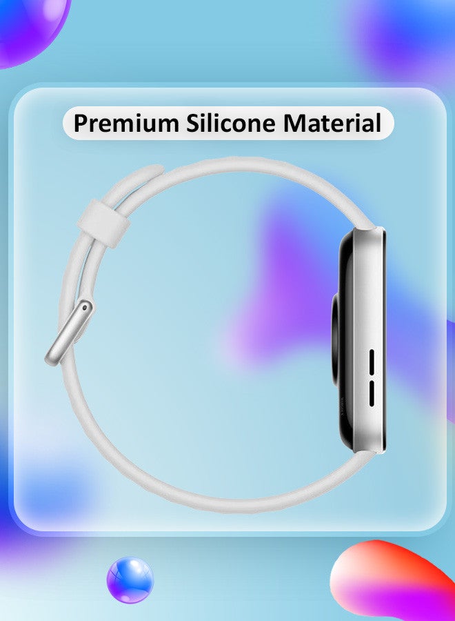 MARGOUN (for Watch Fit 3) Silicone Sport Band, Soft Adjustable Sport Breathable Replacement Watch Strap Loop White - Image 3